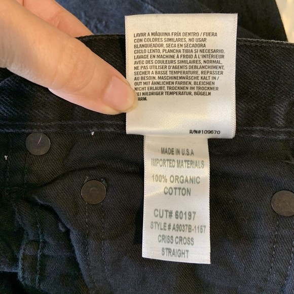 Agolde Womens 28 Criss Cross Jeans Straight Destroyed Black Raw Hem Rigid Button - Picture 11 of 12